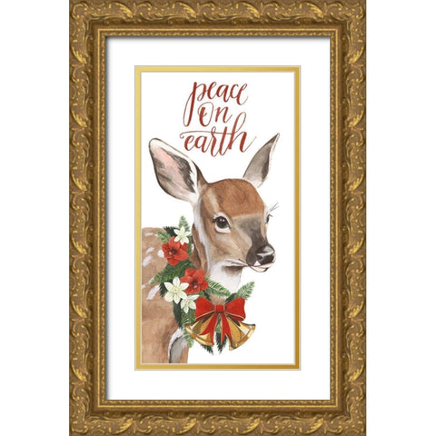 Yuletide Darlings Collection B Gold Ornate Wood Framed Art Print with Double Matting by Popp, Grace