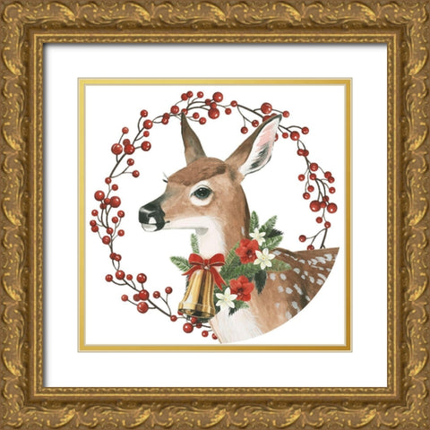 Yuletide Darlings Collection C Gold Ornate Wood Framed Art Print with Double Matting by Popp, Grace