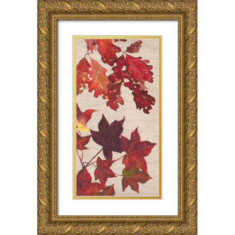 Autumn Leaves Collection B Gold Ornate Wood Framed Art Print with Double Matting by Miller, Dianne