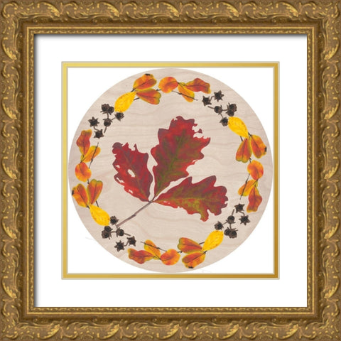 Autumn Leaves Collection C Gold Ornate Wood Framed Art Print with Double Matting by Miller, Dianne