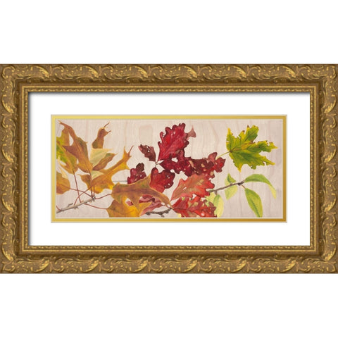Autumn Leaves Collection D Gold Ornate Wood Framed Art Print with Double Matting by Miller, Dianne