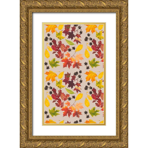 Autumn Leaves Collection E Gold Ornate Wood Framed Art Print with Double Matting by Miller, Dianne