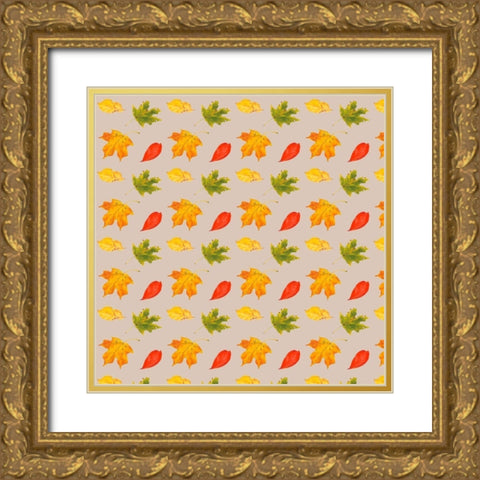 Autumn Leaves Collection F Gold Ornate Wood Framed Art Print with Double Matting by Miller, Dianne