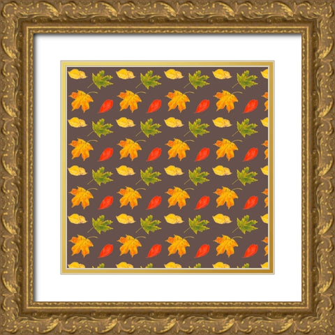 Autumn Leaves Collection G Gold Ornate Wood Framed Art Print with Double Matting by Miller, Dianne
