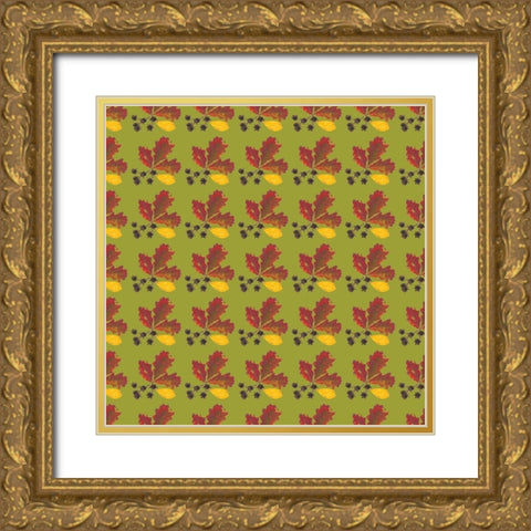 Autumn Leaves Collection I Gold Ornate Wood Framed Art Print with Double Matting by Miller, Dianne