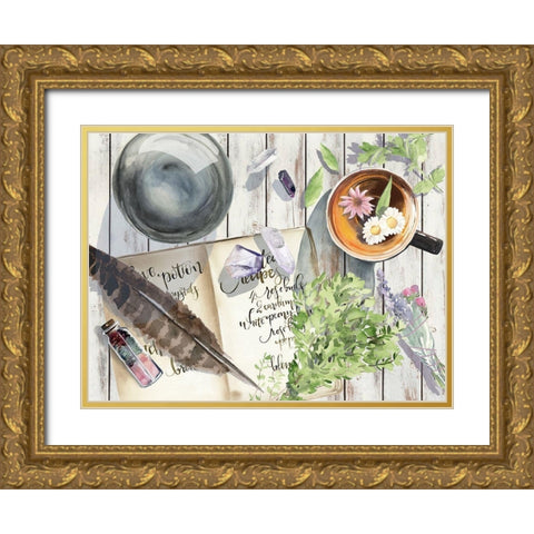 Green Witch Collection A Gold Ornate Wood Framed Art Print with Double Matting by Parker, Jennifer Paxton