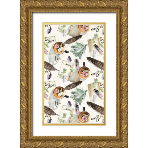 Green Witch Collection E Gold Ornate Wood Framed Art Print with Double Matting by Parker, Jennifer Paxton