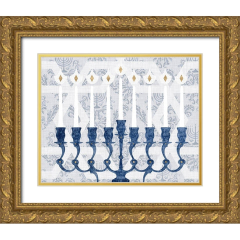 Sophisticated Hanukkah Collection A Gold Ornate Wood Framed Art Print with Double Matting by Borges, Victoria