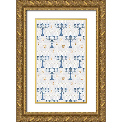Sophisticated Hanukkah Collection E Gold Ornate Wood Framed Art Print with Double Matting by Borges, Victoria