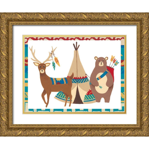 Woodland Warriors Collection A Gold Ornate Wood Framed Art Print with Double Matting by Moore, Regina