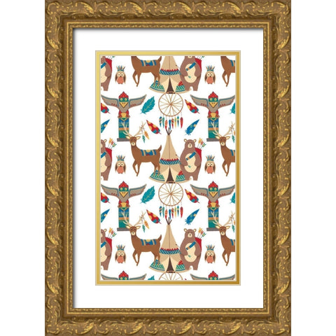 Woodland Warriors Collection E Gold Ornate Wood Framed Art Print with Double Matting by Moore, Regina
