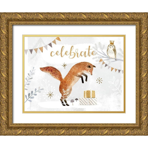 Woodland Celebration Collection A Gold Ornate Wood Framed Art Print with Double Matting by Borges, Victoria