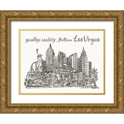 Viva Vegas Collection A Gold Ornate Wood Framed Art Print with Double Matting by Wang, Melissa