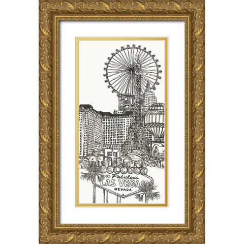 Viva Vegas Collection B Gold Ornate Wood Framed Art Print with Double Matting by Wang, Melissa