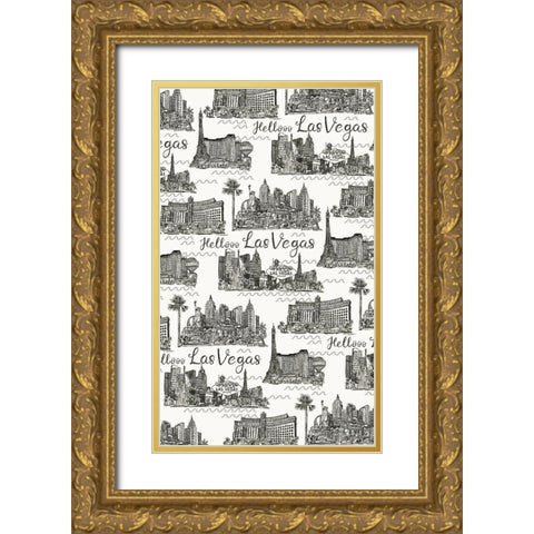 Viva Vegas Collection E Gold Ornate Wood Framed Art Print with Double Matting by Wang, Melissa