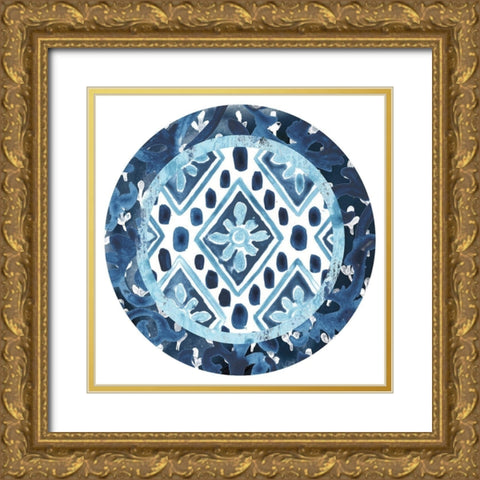 Indigo Sampler Collection C Gold Ornate Wood Framed Art Print with Double Matting by Vess, June Erica