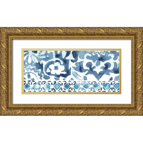 Indigo Sampler Collection D Gold Ornate Wood Framed Art Print with Double Matting by Vess, June Erica