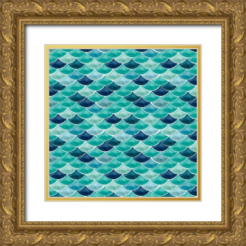 Mermaid Scales Collection F Gold Ornate Wood Framed Art Print with Double Matting by Popp, Grace