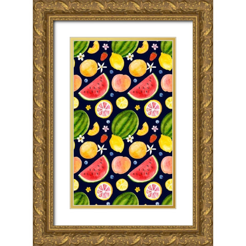 Fresh Fruit Collection E Gold Ornate Wood Framed Art Print with Double Matting by Borges, Victoria