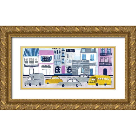 Bonjour Paris Collection D Gold Ornate Wood Framed Art Print with Double Matting by Wang, Melissa