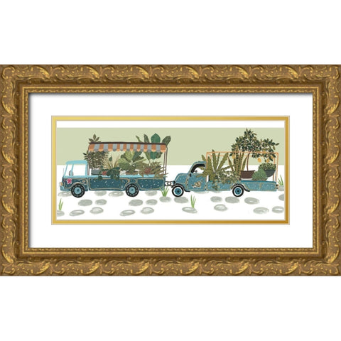 Hit the Road Collection D Gold Ornate Wood Framed Art Print with Double Matting by Wang, Melissa