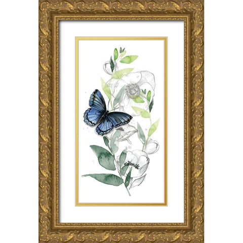 Watercolor Butterfly Collection B Gold Ornate Wood Framed Art Print with Double Matting by Parker, Jennifer Paxton