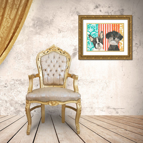 Parlor Pooch Collection A Gold Ornate Wood Framed Art Print with Double Matting by Vess, June Erica
