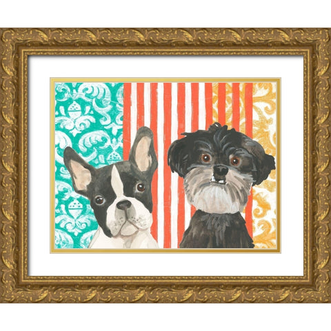 Parlor Pooch Collection A Gold Ornate Wood Framed Art Print with Double Matting by Vess, June Erica