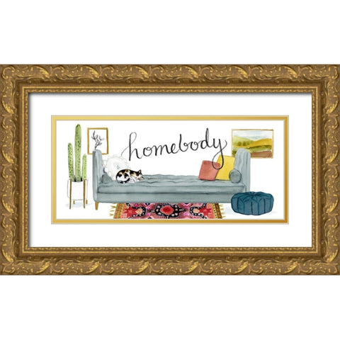 Homebody Collection D Gold Ornate Wood Framed Art Print with Double Matting by Borges, Victoria