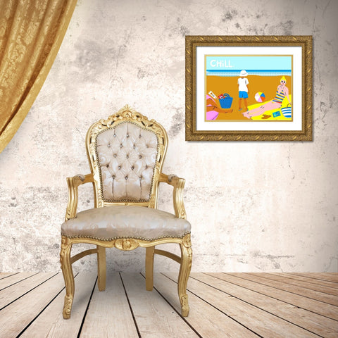 Beachy Keen Collection A Gold Ornate Wood Framed Art Print with Double Matting by Blanckslate
