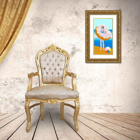 Beachy Keen Collection B Gold Ornate Wood Framed Art Print with Double Matting by Blanckslate