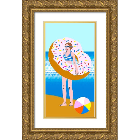 Beachy Keen Collection B Gold Ornate Wood Framed Art Print with Double Matting by Blanckslate