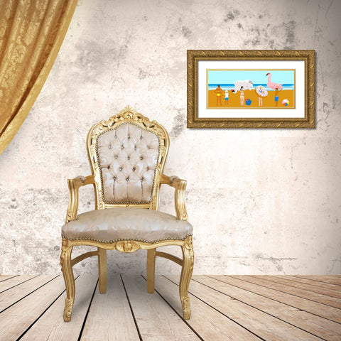 Beachy Keen Collection D Gold Ornate Wood Framed Art Print with Double Matting by Blanckslate