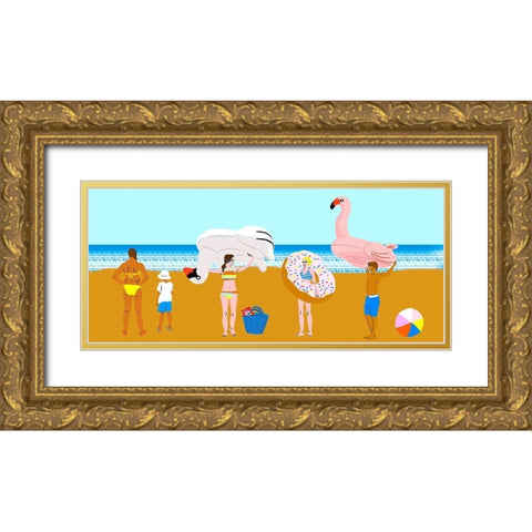 Beachy Keen Collection D Gold Ornate Wood Framed Art Print with Double Matting by Blanckslate