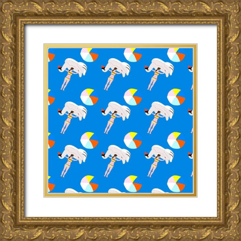 Beachy Keen Collection H Gold Ornate Wood Framed Art Print with Double Matting by Blanckslate