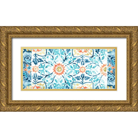 Medallion Medley Collection D Gold Ornate Wood Framed Art Print with Double Matting by Vess, June Erica
