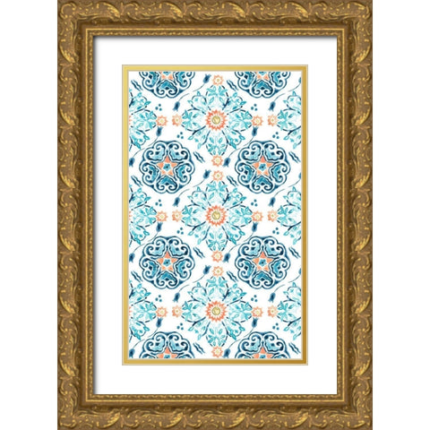 Medallion Medley Collection E Gold Ornate Wood Framed Art Print with Double Matting by Vess, June Erica