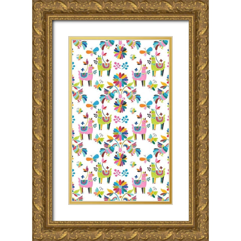 Folklorica Collection E Gold Ornate Wood Framed Art Print with Double Matting by Vess, June Erica