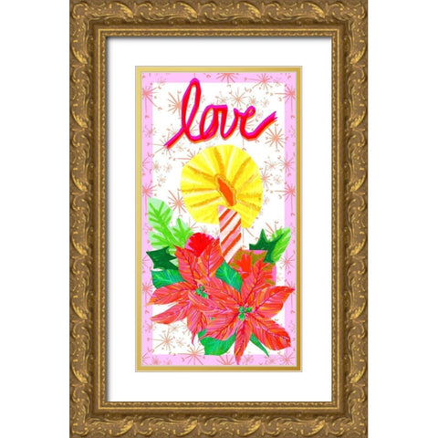 Christmas Foliage Collection B Gold Ornate Wood Framed Art Print with Double Matting by Blanckslate