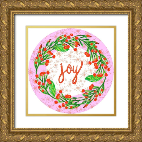 Christmas Foliage Collection C Gold Ornate Wood Framed Art Print with Double Matting by Blanckslate