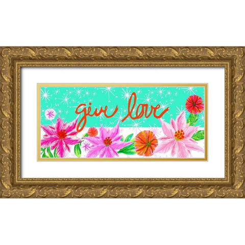 Christmas Foliage Collection D Gold Ornate Wood Framed Art Print with Double Matting by Blanckslate