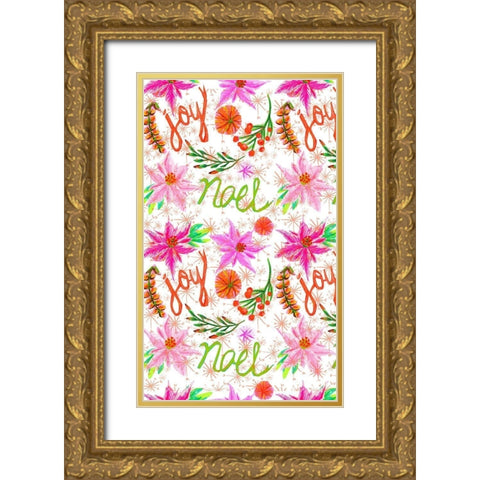 Christmas Foliage Collection E Gold Ornate Wood Framed Art Print with Double Matting by Blanckslate