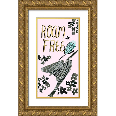 Roam Free Collection B Gold Ornate Wood Framed Art Print with Double Matting by Blanckslate