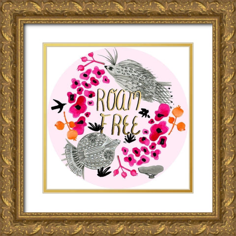 Roam Free Collection C Gold Ornate Wood Framed Art Print with Double Matting by Blanckslate