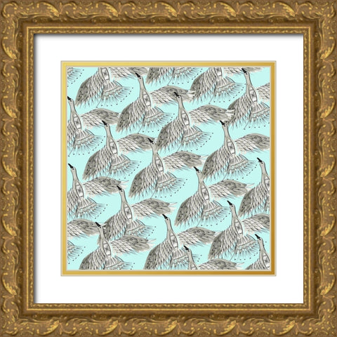 Roam Free Collection F Gold Ornate Wood Framed Art Print with Double Matting by Blanckslate