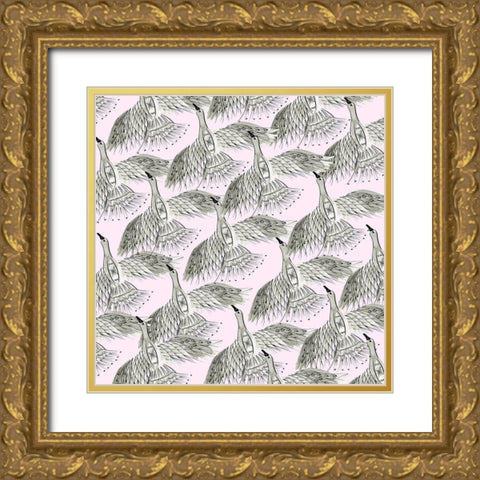 Roam Free Collection H Gold Ornate Wood Framed Art Print with Double Matting by Blanckslate