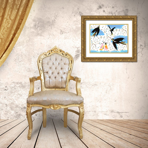 Capri Collection A Gold Ornate Wood Framed Art Print with Double Matting by Blanckslate