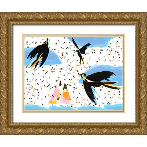 Capri Collection A Gold Ornate Wood Framed Art Print with Double Matting by Blanckslate