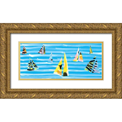 Capri Collection D Gold Ornate Wood Framed Art Print with Double Matting by Blanckslate