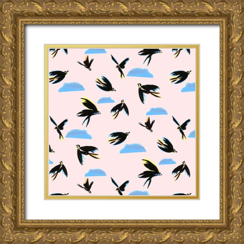Capri Collection H Gold Ornate Wood Framed Art Print with Double Matting by Blanckslate